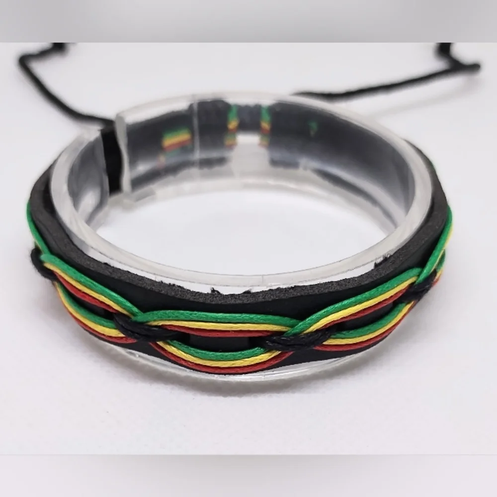 Men's‎ Bracelet Leather Braided Black New F69